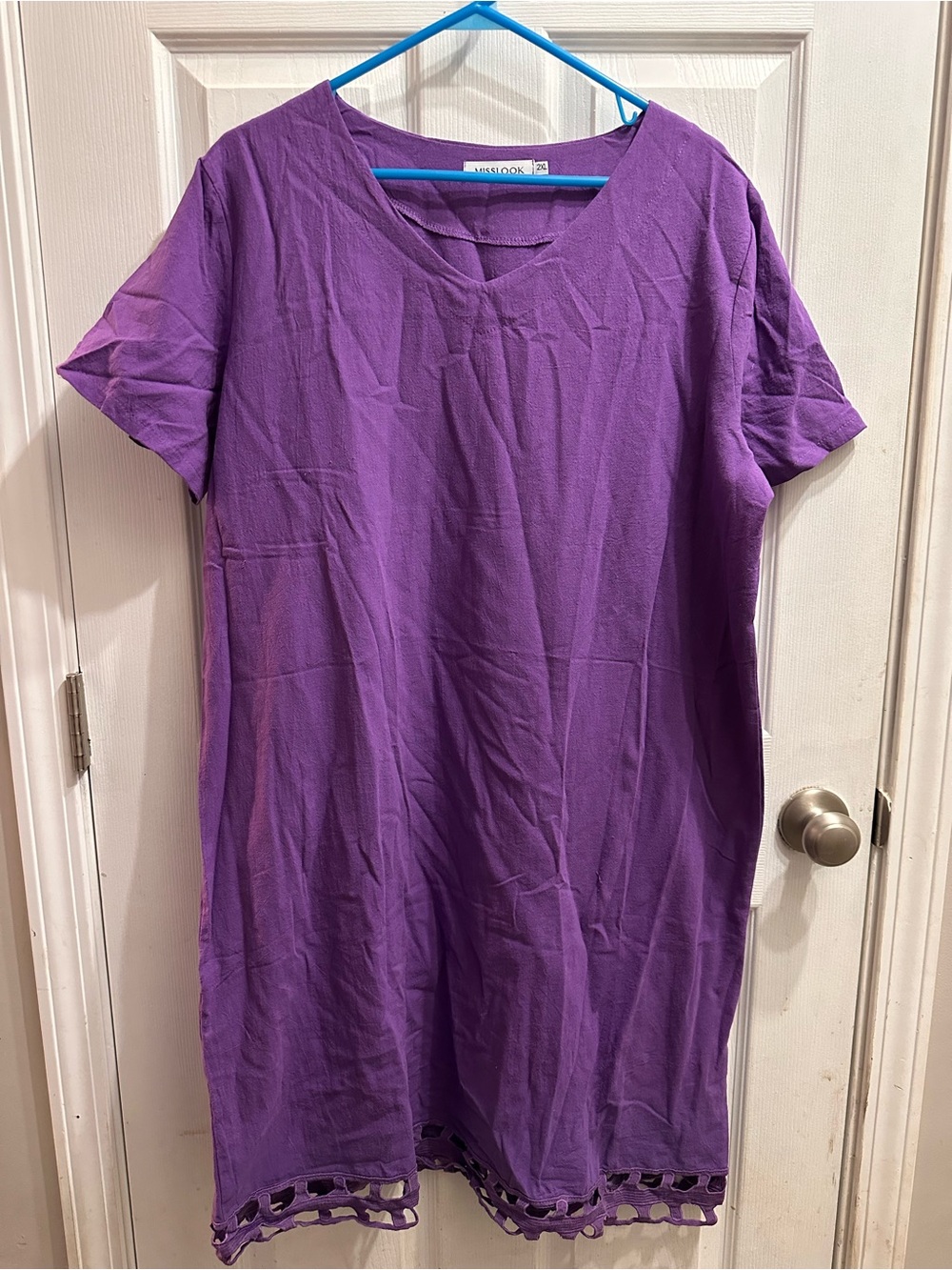 MISSLOOK Purple ShortSleeve dress with cut out hem (sorry for wrinkles!) size 2X